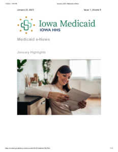 Iowa Medicaid, Iowa HHS: Medicaid E-News, January 23, 2023, Vol. 1 No ...